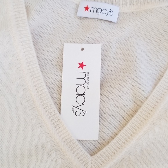 NWT! Macy's Ivory Size L Cashmere Sweater - Picture 4 of 7